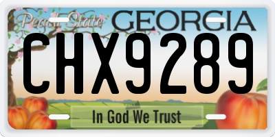 GA license plate CHX9289