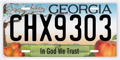 GA license plate CHX9303