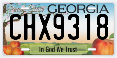 GA license plate CHX9318