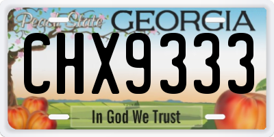 GA license plate CHX9333