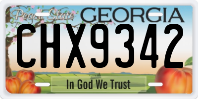 GA license plate CHX9342
