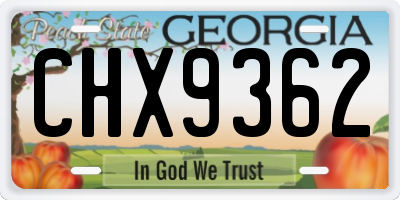 GA license plate CHX9362