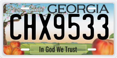 GA license plate CHX9533