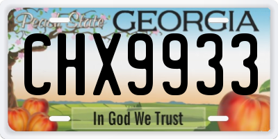 GA license plate CHX9933