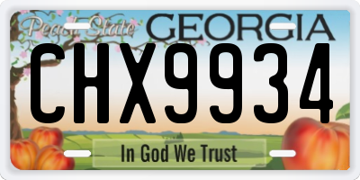 GA license plate CHX9934