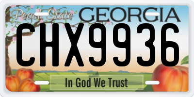 GA license plate CHX9936