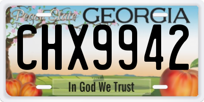 GA license plate CHX9942