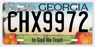 GA license plate CHX9972