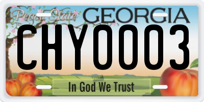 GA license plate CHY0003
