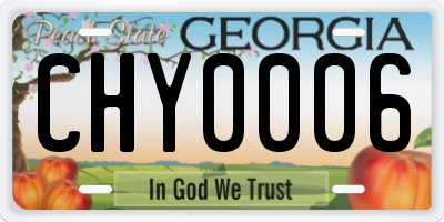 GA license plate CHY0006