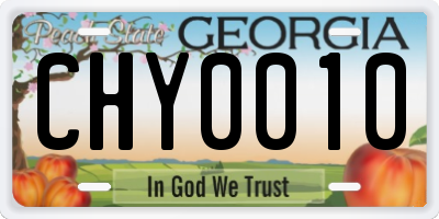 GA license plate CHY0010