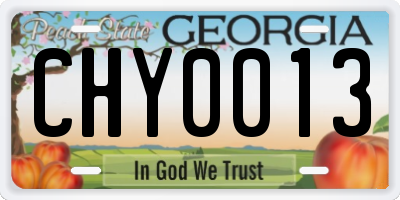 GA license plate CHY0013