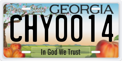 GA license plate CHY0014