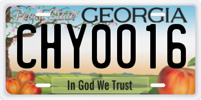 GA license plate CHY0016