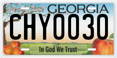 GA license plate CHY0030