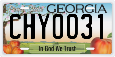 GA license plate CHY0031