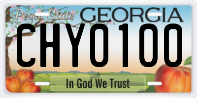 GA license plate CHY0100
