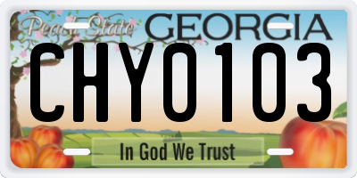 GA license plate CHY0103
