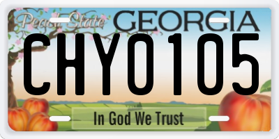 GA license plate CHY0105