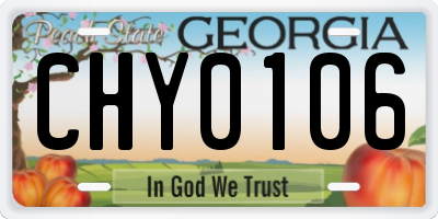GA license plate CHY0106