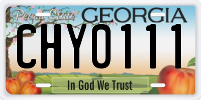 GA license plate CHY0111