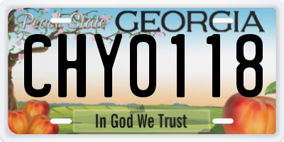 GA license plate CHY0118
