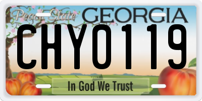 GA license plate CHY0119