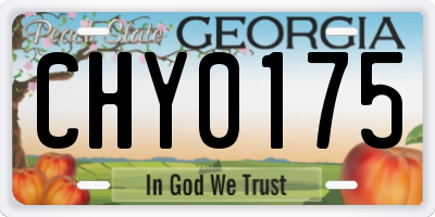 GA license plate CHY0175