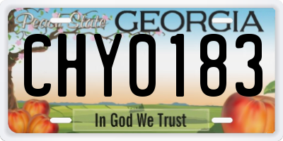 GA license plate CHY0183