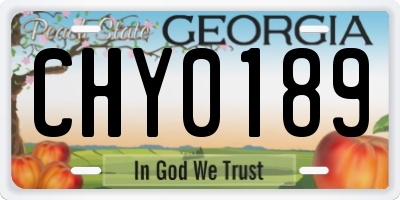 GA license plate CHY0189
