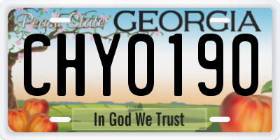 GA license plate CHY0190