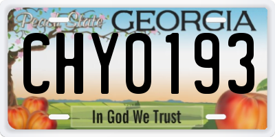 GA license plate CHY0193