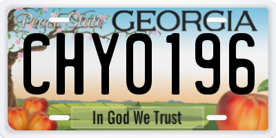 GA license plate CHY0196