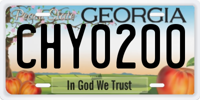 GA license plate CHY0200