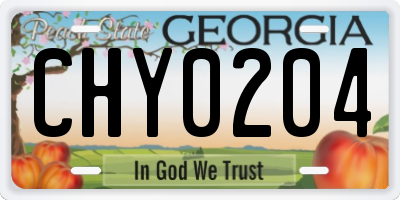 GA license plate CHY0204
