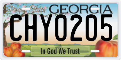 GA license plate CHY0205