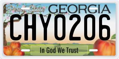 GA license plate CHY0206