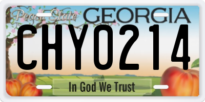 GA license plate CHY0214