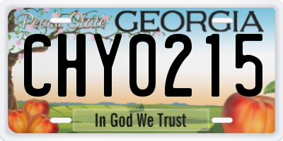 GA license plate CHY0215