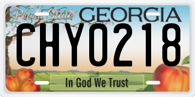 GA license plate CHY0218