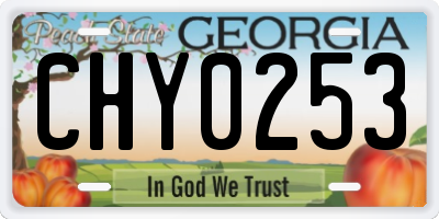 GA license plate CHY0253