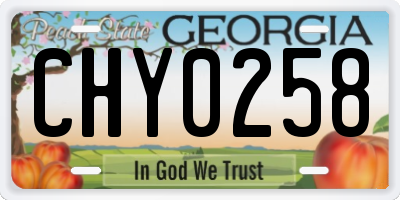 GA license plate CHY0258