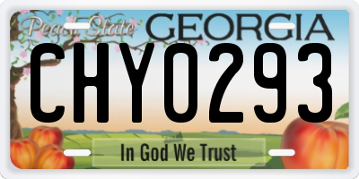 GA license plate CHY0293