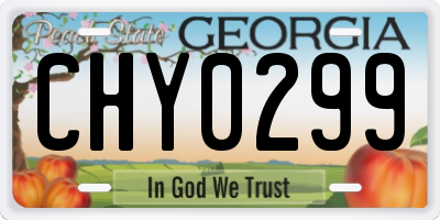 GA license plate CHY0299