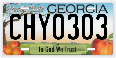 GA license plate CHY0303
