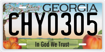 GA license plate CHY0305