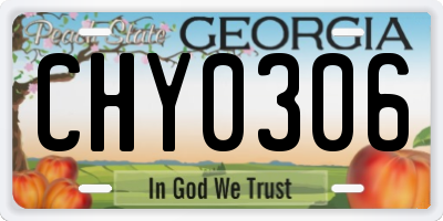 GA license plate CHY0306