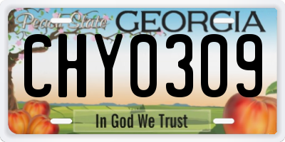 GA license plate CHY0309