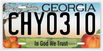 GA license plate CHY0310