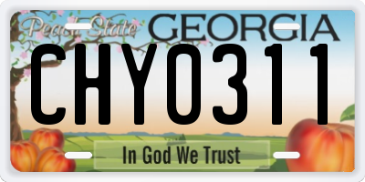 GA license plate CHY0311